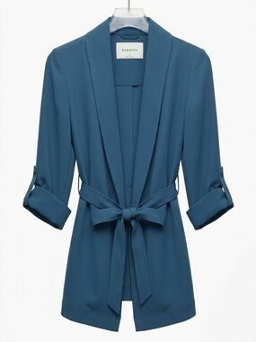 Aritzia Babaton Kahlo Mid-Length Belted Blazer Jacket Blue Teal NWT Size S